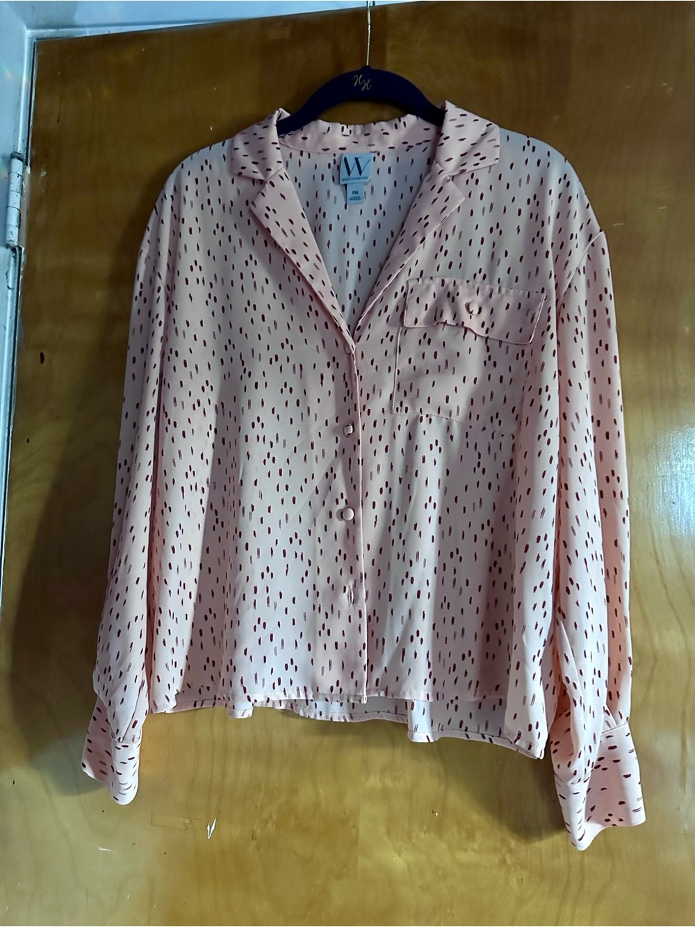 Worthington Peach-Pink Printed Button-Down Shirt